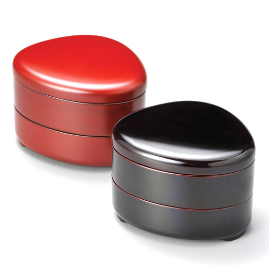 蛤重箱ペア 古代朱溜内朱  2個セット  漆塗り（製造中止）