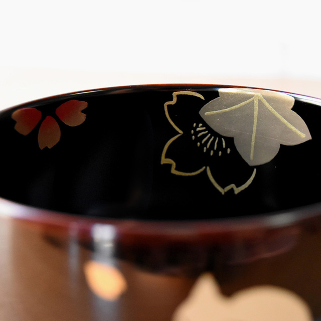 汁椀 ネコ内桜 古代朱/溜