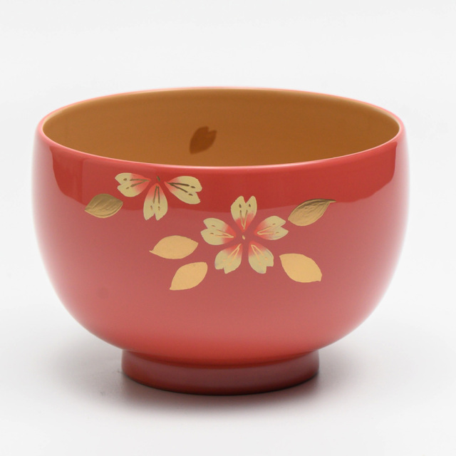夫婦椀 桜 福寿汁椀 ピンク・モスグリーン 2客セット 漆塗り 漆器の井助