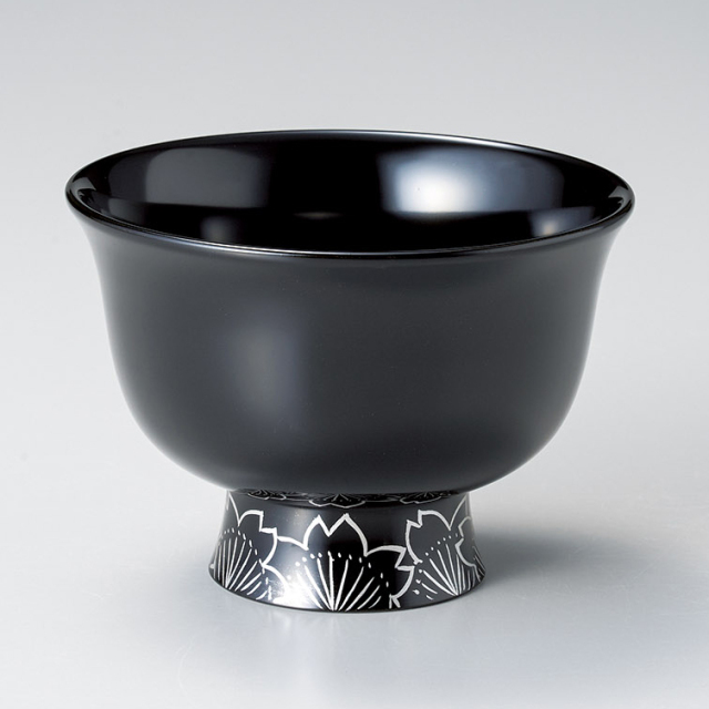 高台椀 羽反 桜 朱/黒 漆塗り 漆器の井助