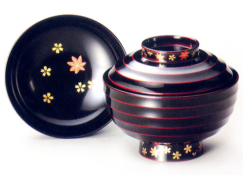 吸物椀 帯小紋春秋 溜  漆塗り（製造中止）