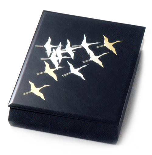 ダイヤ文庫 昇鶴 黒内梨地    木製 漆塗り 文箱【製造中止】