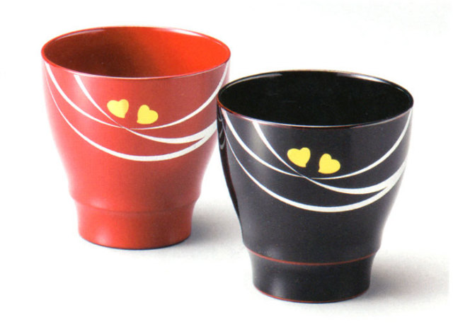 ペアカップ 絆 黒・朱  漆塗り（製造中止）