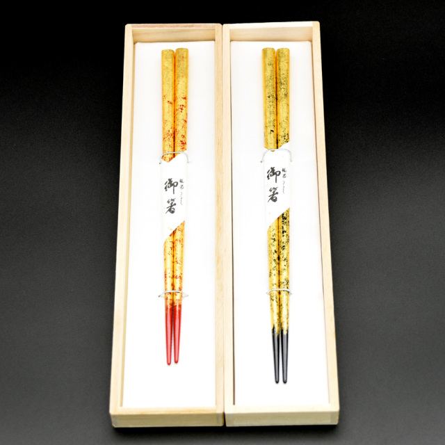 箸 福寿 金箔 木箱入り