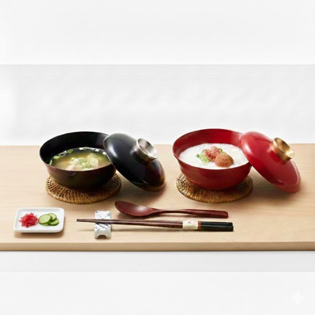 ペア椀 金銀 漆塗り ペアの蓋付きのお椀 12-03702 漆器の井助
