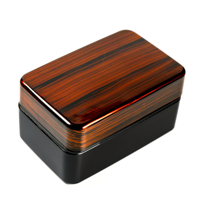 二段弁当箱 長角 白檀 ランチボックス 漆器の井助