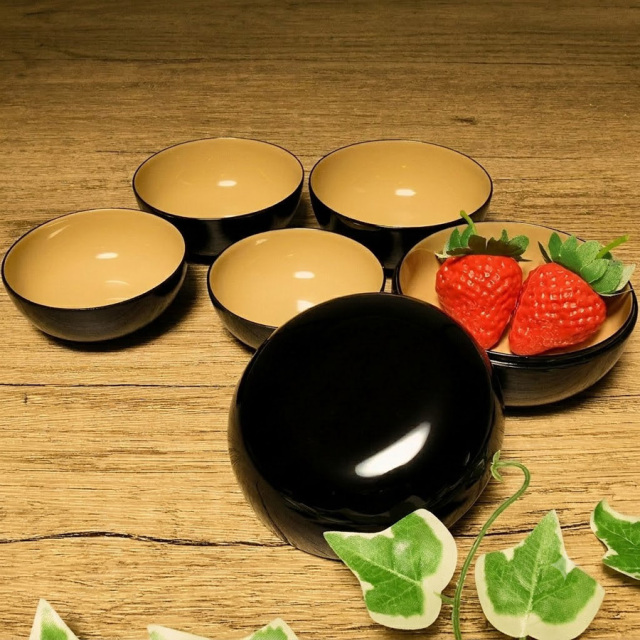 寿入れ子小鉢 黒/洗朱/ピンク 漆塗り 漆器の井助