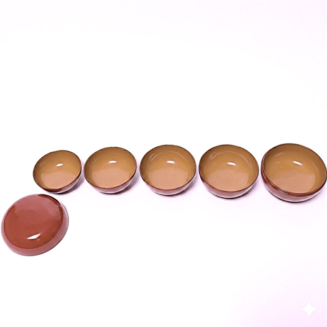 寿入れ子小鉢 黒/洗朱/ピンク 漆塗り 漆器の井助