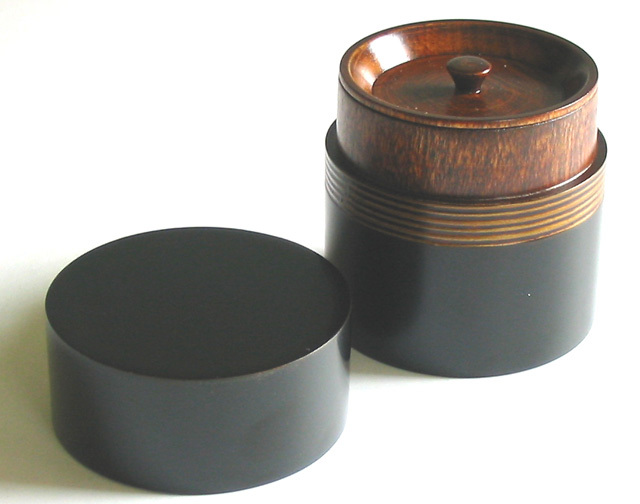 茶筒 黒筋ぼかし 木製 漆塗り（製造中止） 漆器の井助