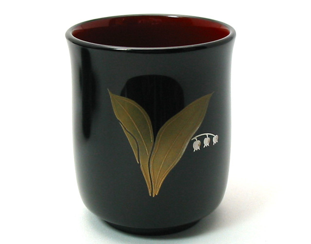 湯呑み 誕生花 溜内朱 漆塗り 漆器の井助