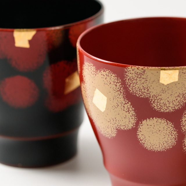 ペアカップ 紅白華 漆塗り G12-05201 漆器の井助