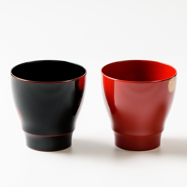 ペアカップ 紅白華 漆塗り G12-05201 漆器の井助
