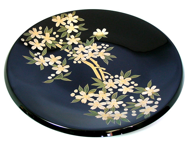 【美品】飾り皿　漆器　アート　彩絵　置物　インテリア　工芸品　美術品　A3087 美品】飾り皿 漆器 アート 彩絵 置物 インテリア 工芸品 美術品