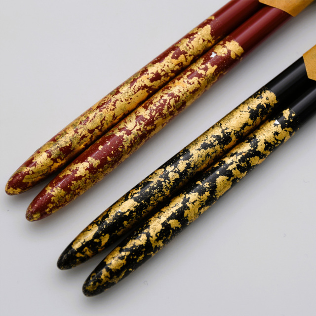 天丸箸 金箔ちらし 朱/黒 【メール便可】 木製 漆塗り 【製造中止