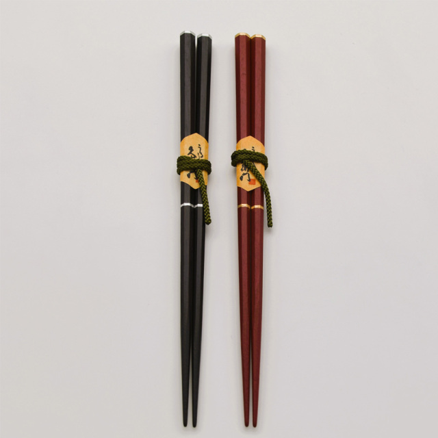 八角箸 天金 朱/黒