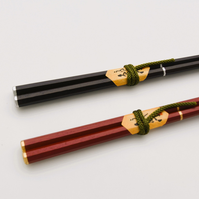 八角箸 天金 朱/黒 【メール便可】 木製 漆塗り 【製造中止・在庫限り