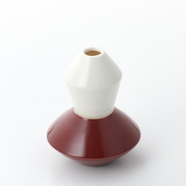 いちりん　花生け　漆器と清水焼のコラボレーション