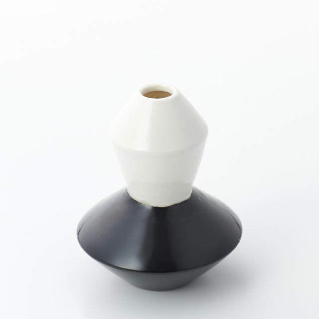 いちりん　花生け　漆器と清水焼のコラボレーション