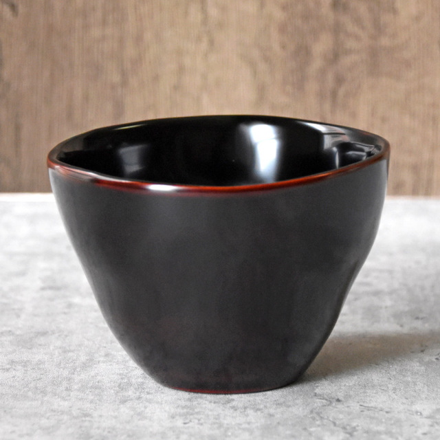 ゆがみカフェ椀 溜/朱/古代朱