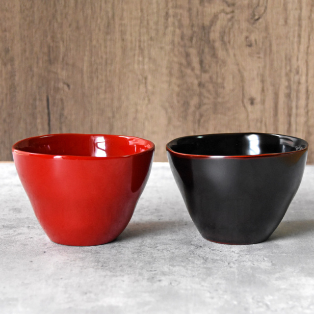 ゆがみカフェ椀 溜/朱/古代朱