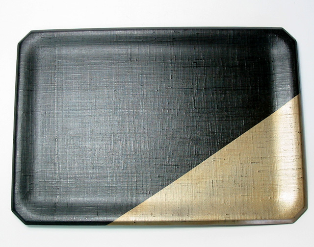 隅折膳　塗り膳　会席膳　懐石膳　隅折卓上膳 塗師 大橋荘兵衛 桐角折敷 5枚 黒塗隅切会席膳 天然木製漆塗 茶懐石