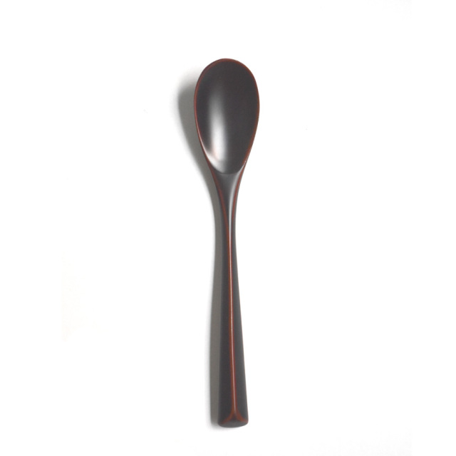 [新品未使用品] 漆器 椀 さじスプーン付き 多彩なストライプ 絆スプーン 大 消溜/朱 うるし 木製 漆塗り カトラリー 漆器の井助