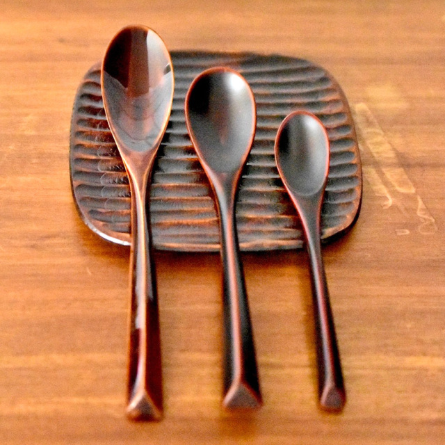 絆スプーン 大 木地呂うるし 木製 漆塗り カトラリー【製造中止