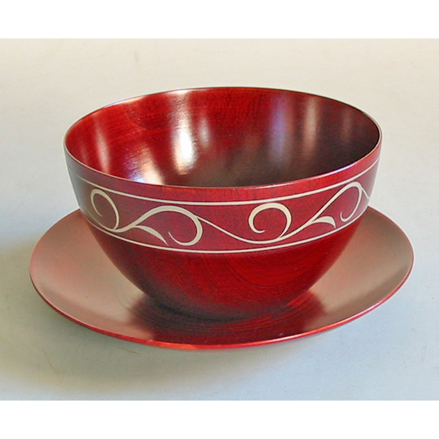 カフェボウルセット 唐草 木製 漆塗り（製造中止） 漆器の井助