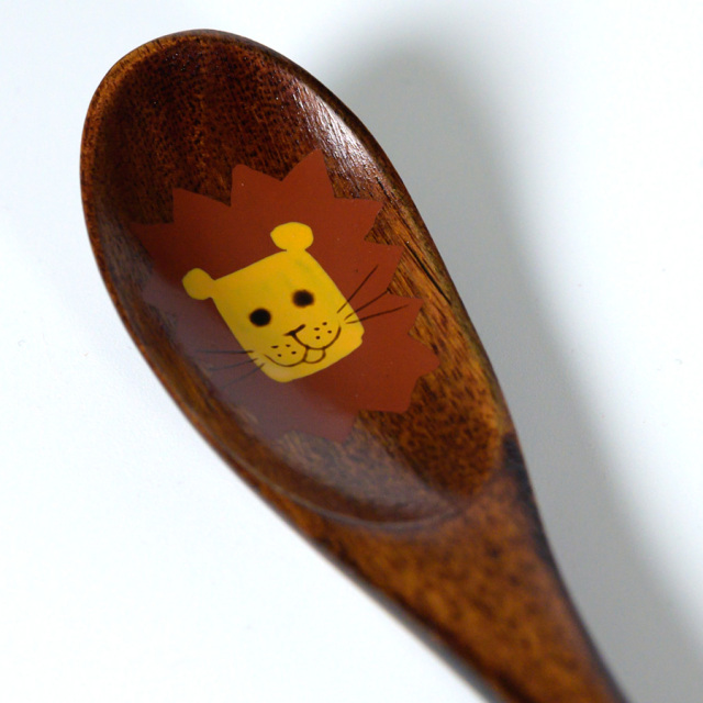 アニマル柄スプーン 【メール便可】 子供用食器 木製 漆塗り