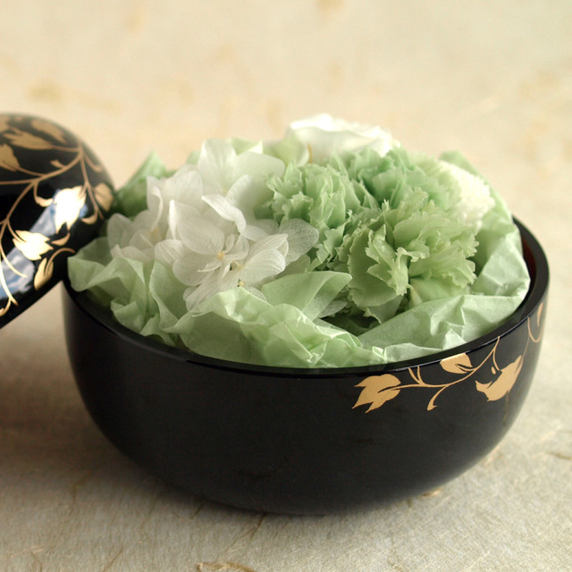 プリザーブドフラワー 花スウィーツ 黒 漆器セット カーネーション 母