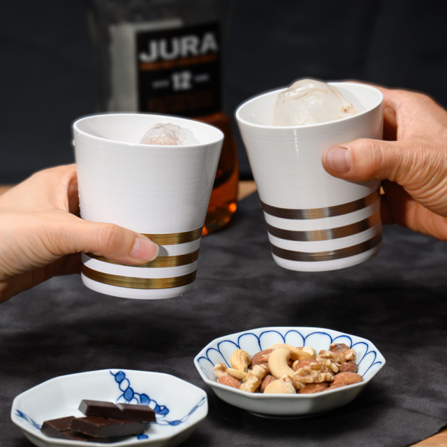 フリーカップ ハケ目 金ライン/銀ライン