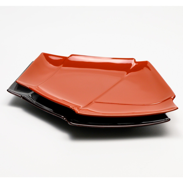 結び皿 朱/溜 FC30-9/11 漆器の井助