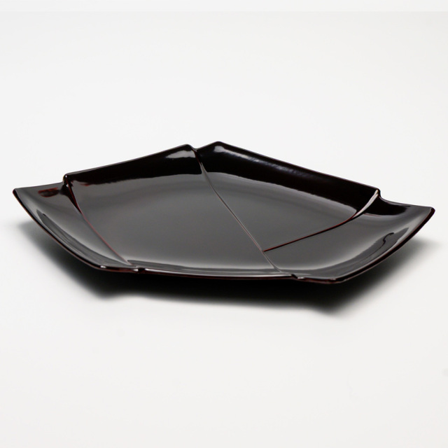 結び皿 朱/溜 FC30-9/11 漆器の井助