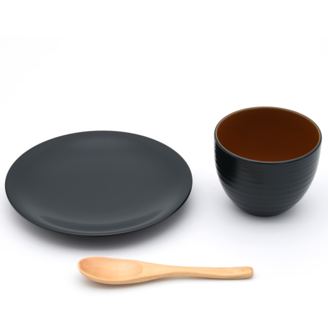 カップ＆ソーサー　黄/青/黒/朱　スプーン付