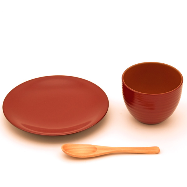 カップ＆ソーサー　黄/青/黒/朱　スプーン付