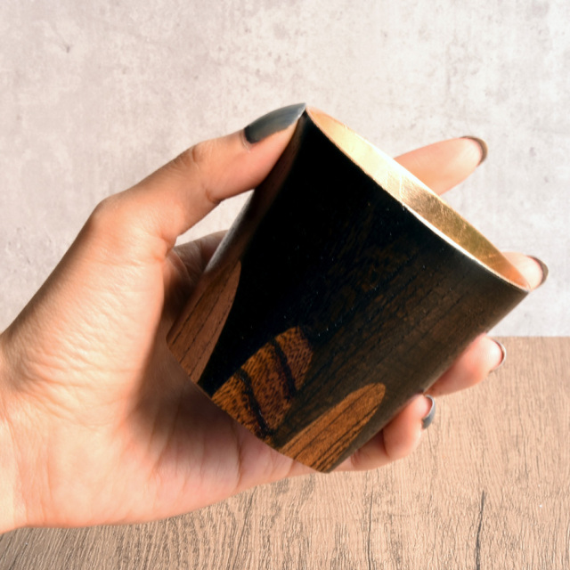 遊カップ 欅 漆切子 内金箔 赤/黒/緑