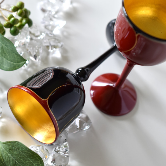 ペアワインカップ花ライン