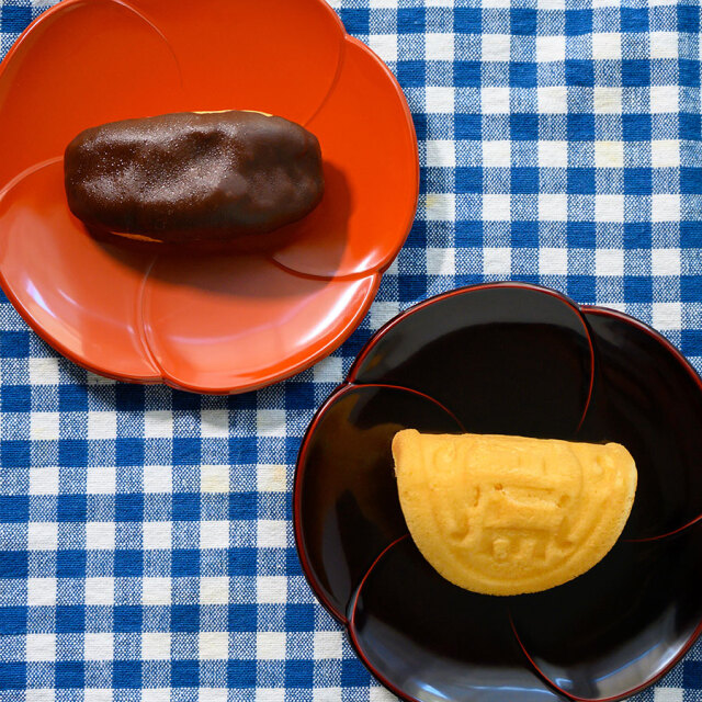 福梅銘々皿 溜/朱 5枚セット