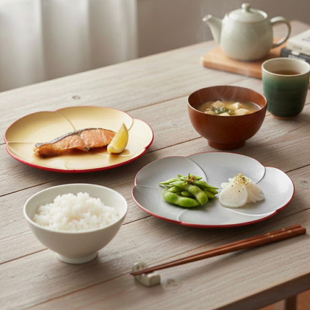 福梅皿 銀箔 中皿 FC30-6 漆器の井助