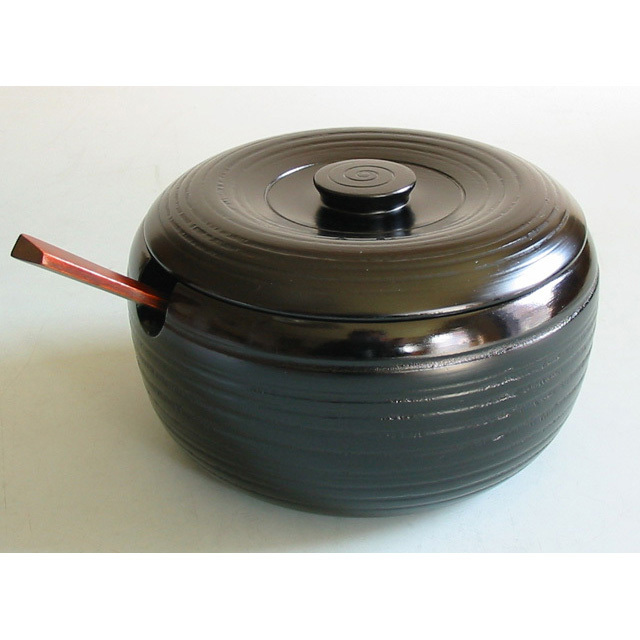 三人飯器 杓子付き    木製 漆塗り 蓋付き鉢（製造中止）