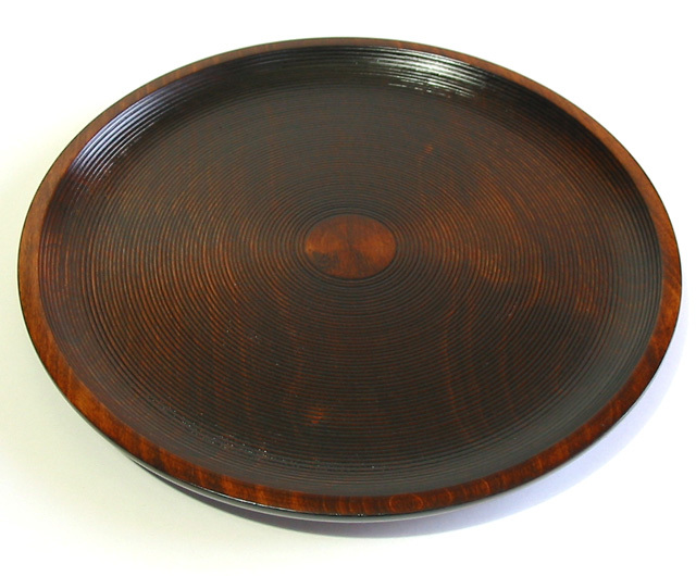 丸盆 栃 千筋スリ   木製 漆塗り トレー（製造中止）