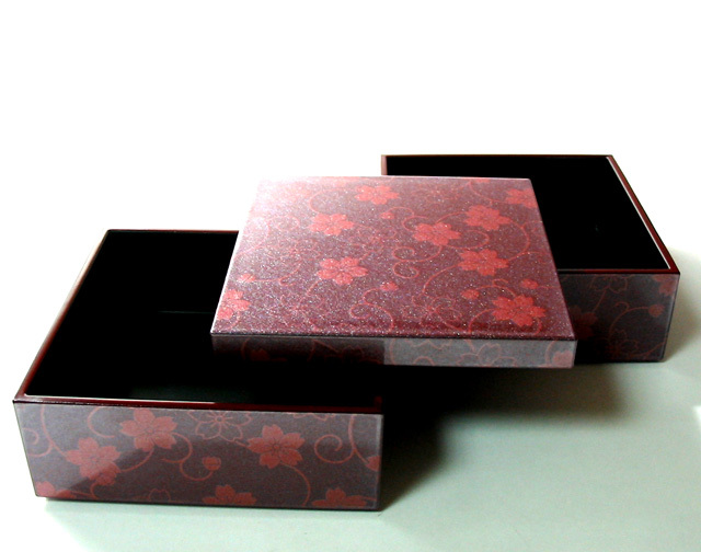 スペード　龍斎作　堆朱　花草文　御菓子器揃　時代二重箱　C　8871A 茶道具 龍斎作 堆朱 花草文 御菓子器揃 時代二重箱 C 8871A