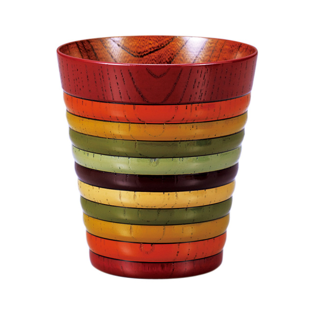 フリーカップ 独楽文様 欅 木製 漆塗り FC3-10/11 漆器の井助