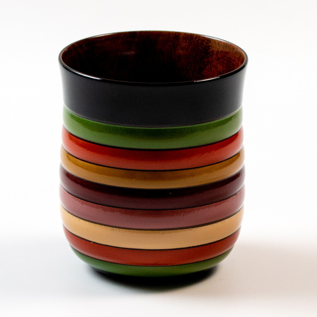 湯呑み 独楽文様 ミズメ桜 木製 漆塗り【製造中止】 漆器の井助