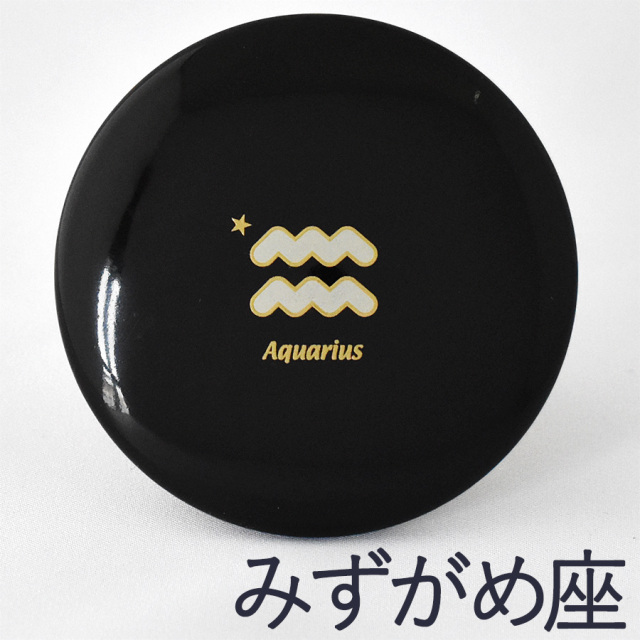 プチ手鏡 星座 黒 巾着付き コンパクトミラー 漆器の井助