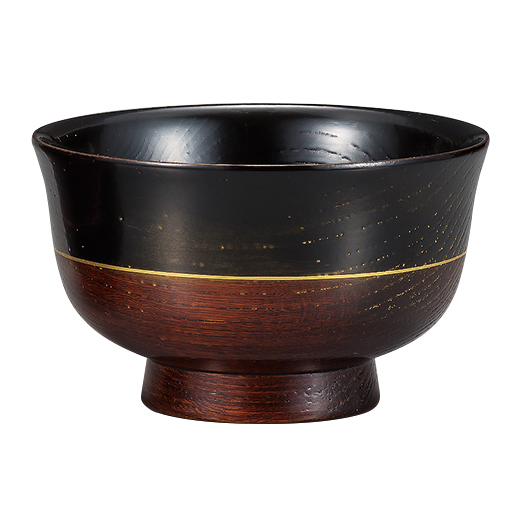 黒塗内朱塗 紋入り 飯櫃 [B31496] 黒塗内朱塗 紋入り