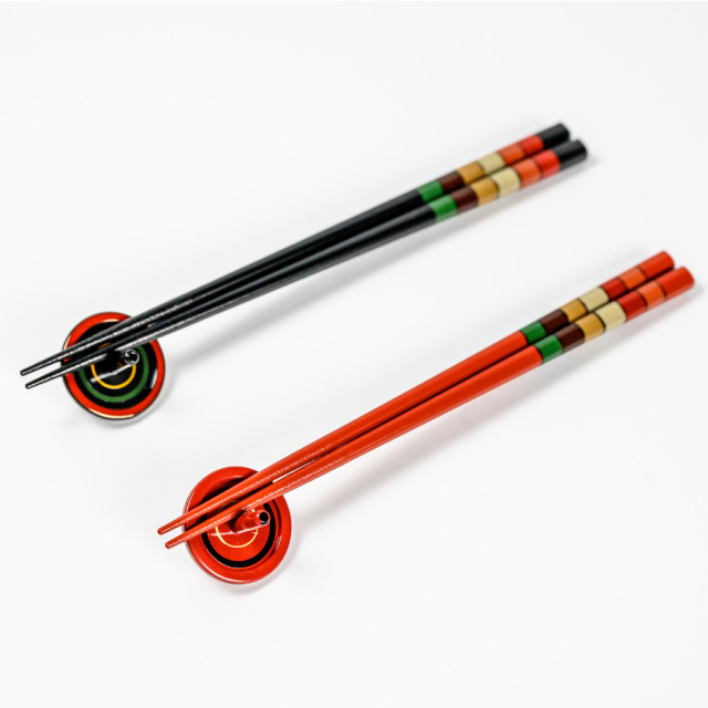 箸独楽文様コマ箸置付