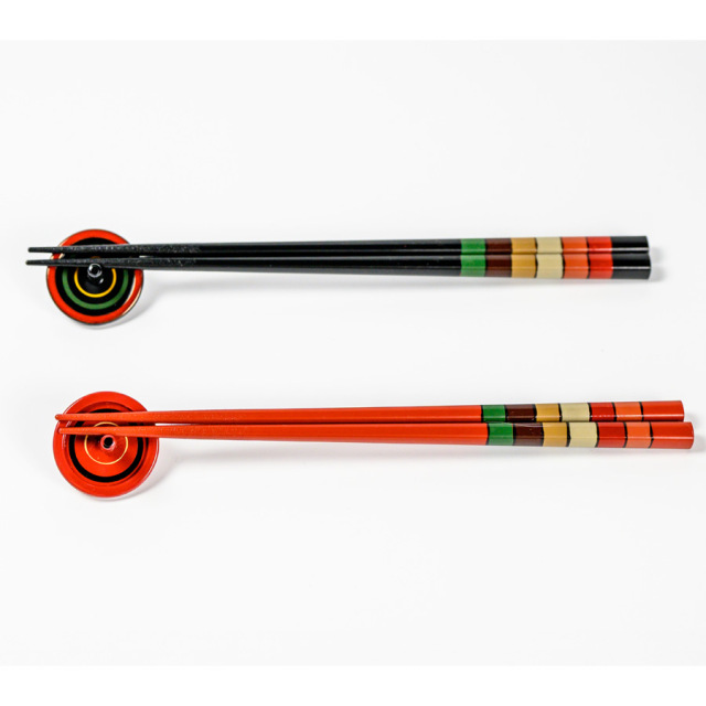 箸独楽文様コマ箸置付