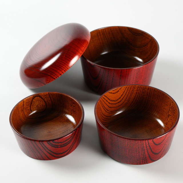 入子三段小重 響樹 木製 漆塗り 漆器の井助