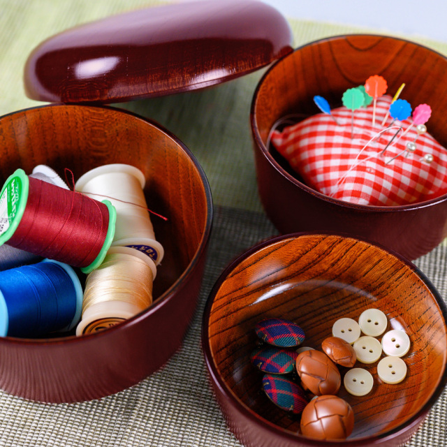 入子三段小重 響樹 木製 漆塗り 漆器の井助